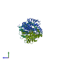 PDB entry 4kgi coloured by chain, side view.