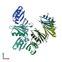 PDB entry 4kgr coloured by chain, front view.