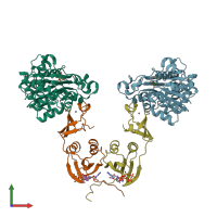 PDB entry 4kh0 coloured by chain, front view.