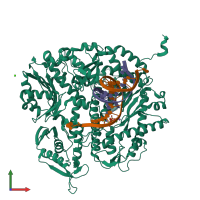 PDB entry 4khu coloured by chain, front view.