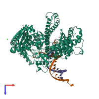 PDB entry 4khu coloured by chain, top view.