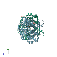 PDB entry 4kif coloured by chain, side view.