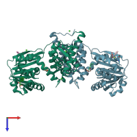 PDB entry 4kif coloured by chain, top view.