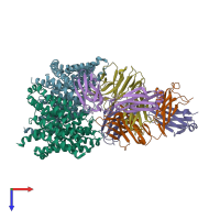 PDB entry 4kkl coloured by chain, top view.
