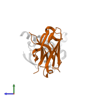 Nanobody in PDB entry 4kml, assembly 1, side view.