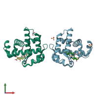 PDB entry 4kmv coloured by chain, front view.