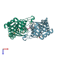 PDB entry 4kn5 coloured by chain, top view.