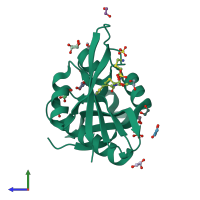 PDB entry 4kos coloured by chain, side view.