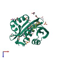 PDB entry 4kos coloured by chain, top view.