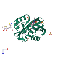 PDB entry 4kou coloured by chain, top view.