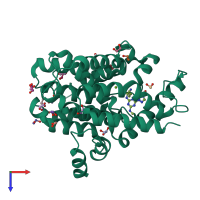 PDB entry 4kp6 coloured by chain, top view.