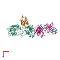 PDB entry 4krp coloured by chain, top view.