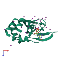 PDB entry 4ku7 coloured by chain, top view.