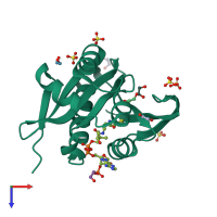 PDB entry 4kub coloured by chain, top view.