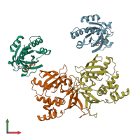 PDB entry 4kvg coloured by chain, front view.
