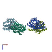 PDB entry 4kvy coloured by chain, top view.