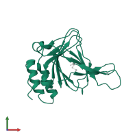 Cysteine dioxygenase type 1 in PDB entry 4kwl, assembly 1, front view.