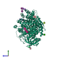 PDB entry 4kx8 coloured by chain, side view.