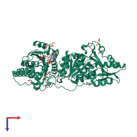 PDB entry 4kxw coloured by chain, top view.