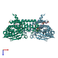 PDB entry 4l1f coloured by chain, top view.