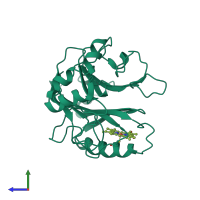 PDB entry 4l1z coloured by chain, side view.