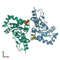 PDB entry 4l2b coloured by chain, front view.