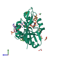 PDB entry 4l8a coloured by chain, side view.