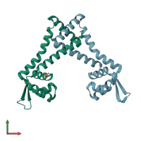 PDB entry 4l9t coloured by chain, front view.