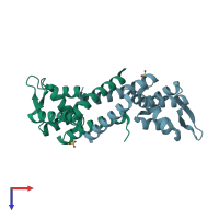 PDB entry 4l9t coloured by chain, top view.