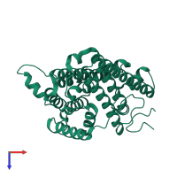 PDB entry 4la5 coloured by chain, top view.