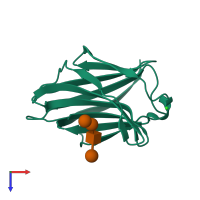 PDB entry 4lbj coloured by chain, top view.