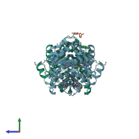 PDB entry 4lca coloured by chain, side view.