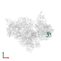 Small ribosomal subunit protein uS9 in PDB entry 4lfc, assembly 1, front view.