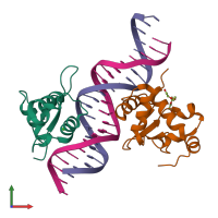 PDB entry 4lg0 coloured by chain, front view.