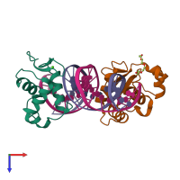 PDB entry 4lg0 coloured by chain, top view.