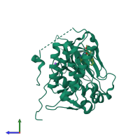 PDB entry 4li5 coloured by chain, side view.