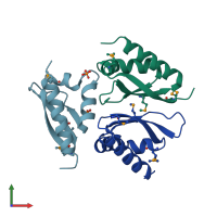 PDB entry 4lij coloured by chain, front view.