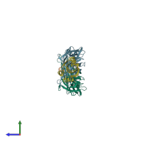 PDB entry 4ll1 coloured by chain, side view.