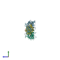 PDB entry 4ll4 coloured by chain, side view.