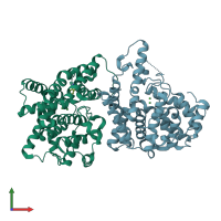 PDB entry 4llj coloured by chain, front view.