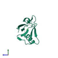 PDB entry 4lmm coloured by chain, side view.