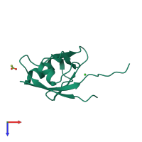 PDB entry 4lmm coloured by chain, top view.