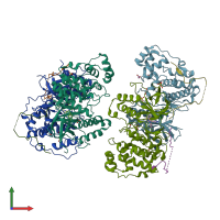 PDB entry 4loq coloured by chain, front view.