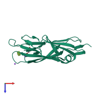 PDB entry 4lov coloured by chain, top view.