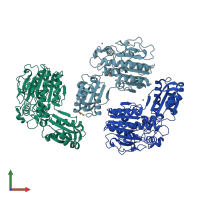 PDB entry 4lr7 coloured by chain, front view.