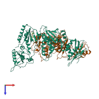 PDB entry 4lsl coloured by chain, top view.