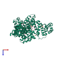 PDB entry 4luh coloured by chain, top view.