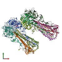 PDB entry 4lxv coloured by chain, front view.