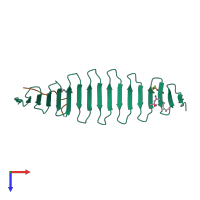 PDB entry 4lzf coloured by chain, top view.