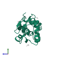 Lysozyme C in PDB entry 4lzt, assembly 1, side view.